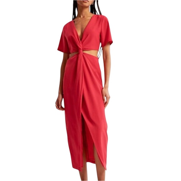 Abercrombie & Fitch Knotted Cutout Midi Dress, Small - Picture 1 of 13